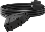 PLUGTUL 10FT Outdoor Extension Cord with Multiple Outlets, 14 Gauge, 3-Outlet, SJTW, 15A 14AWG 1875W SJTW, ETL Listed - Great for Garage, Garden and Home, Black