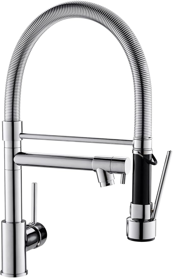 Fapully Chrome Faucet for Kitchen Sink,Kitchen Faucets with Pull Down Sprayer,Commercial Single Handle Kitchen Faucet