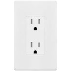 ENERLITES White Decorator Receptacle with Screwless Wall Plate, Standard Electrical Wall Outlet, 15A 125V, Self-Grounding, 2-Pole, 3-Wire, 5-15R, UL Listed, 61502-TR-WSID, Tamper Resistant