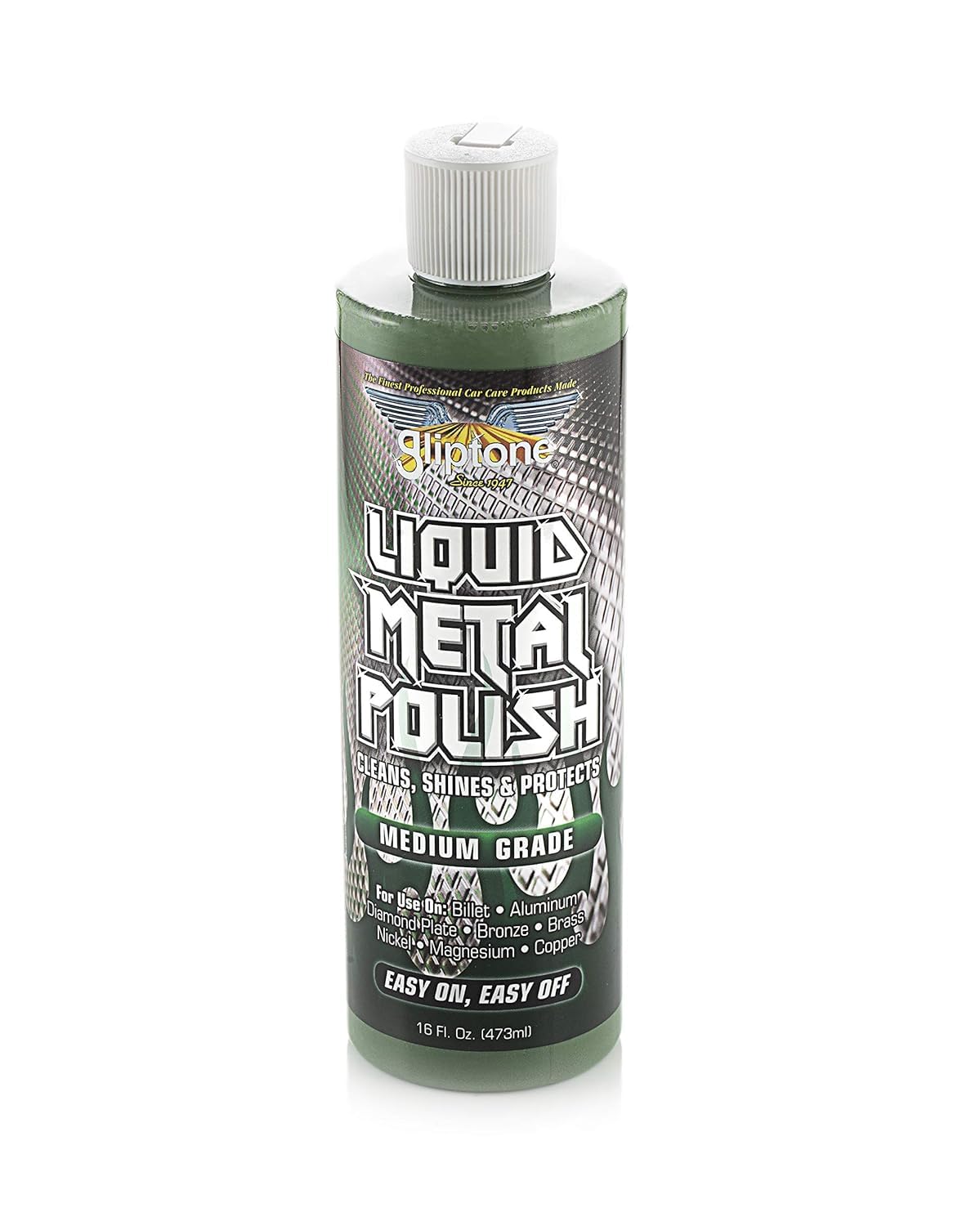 Gliptone Liquid Metal Polish (Medium Grade) 16 Fl Oz, Restores Brilliant Shine to Billet, Aluminum, Diamond Plate, Bronze, Brass, Nickel, Magnesium & Copper, No Ammonia, Acid or Water