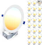 Ensenior 24 Pack 8 Inch LED Recessed Ceiling Light, Dimmable, 2700K-5000K 5CCT, 1600LM 18W 120V, High Brightness Dimmable Canless Wafer Downlight - ETL&FCC&IC