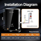 Electric Tankless Water Heater,SIVUATEK 6.5KW 240V, Compact Instant Hot Water Heater, Perfect for Under Sink, Bathroom Sink and Faucet, Space-Saving, Touch Control with LED Digital Display