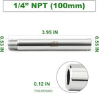 TAISHER 2PCS 304 Stainless Steel Pipe Fittings, 1/4" NPT Male Threaded, 4" Length Weld Nipple Cast Pipe