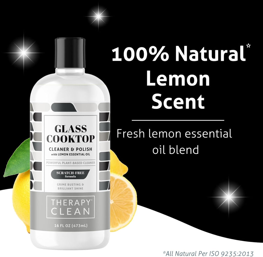 Therapy Glass Cooktop Cleaner Bundle with Microfiber Cloth - Glass Stove Top Cleaner and Polish for Ceramic, Electric, Induction and Flat Top Surfaces