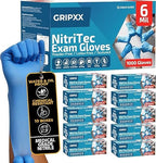 Heavy Duty 6 Mil Blue Nitrile Gloves Disposable Latex & Powder Free -Extra Stretchy Fentanyl Safe |Medical,First Aid Kit,EMT|Food Safe Rubber Gloves for Cooking & Cleaning|Bulk Pack (1000)