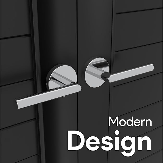 Mega Handles Ronn Dummy Lever Door Handle Set for Closet or French Doors, Single Side, Non-Turning Reversible Door Levers, Fits All Standard Door Sizes, Screws Included - Polished Chrome (2 Pack)