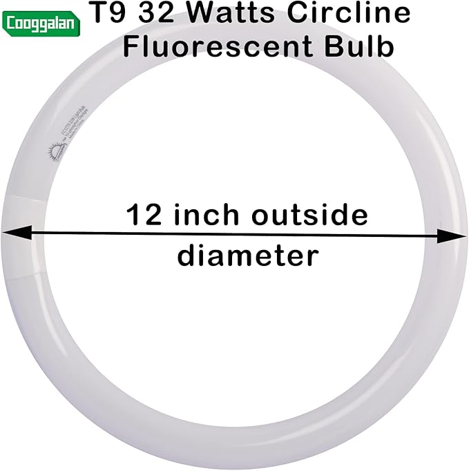 FC12T9/DX 32W 12 inch T9 Circular Light Bulb Daylight, Round Fluorescent Circline Bulbs FC12 T9 32 Watts Kitchen and Bath, G10q 4 Pin Prong, 6500K, 2 Pack