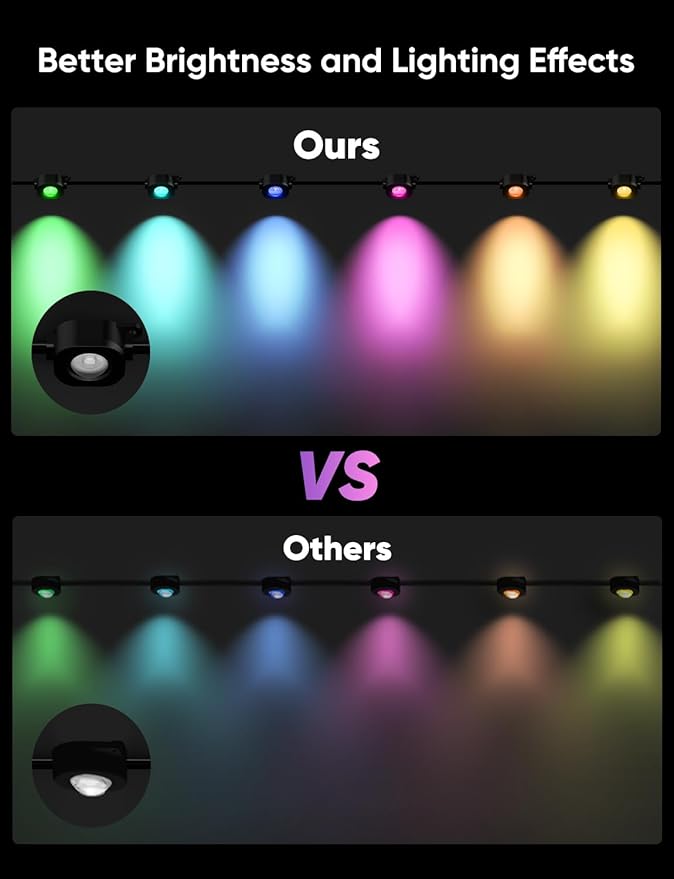 Permanent Outdoor Lights 50ft,RGBW Eaves Light with 36 LED Lights,111+ Scenes Modes Outdoor Lighting, Waterproof Permanent Light for Daily Holiday Halloween Decorations, Compatible with Alexa,Black