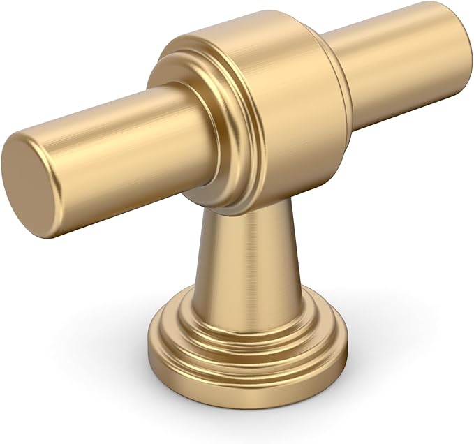 Amerdeco 10 Pack Champagne Bronze Cabinet Knobs 1.46 Inch(37mm) Single Hole Cabinet Handles Rectangle Dresser Knobs Drawer Knobs and Pulls for Bathroom Cabinets ZH0069