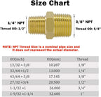 Hooshing 3/8" NPT Male to 1/4" NPT Male Reducing Hex Nipples Brass Pipe Fitting Adapter for Plumbing,5 Pack