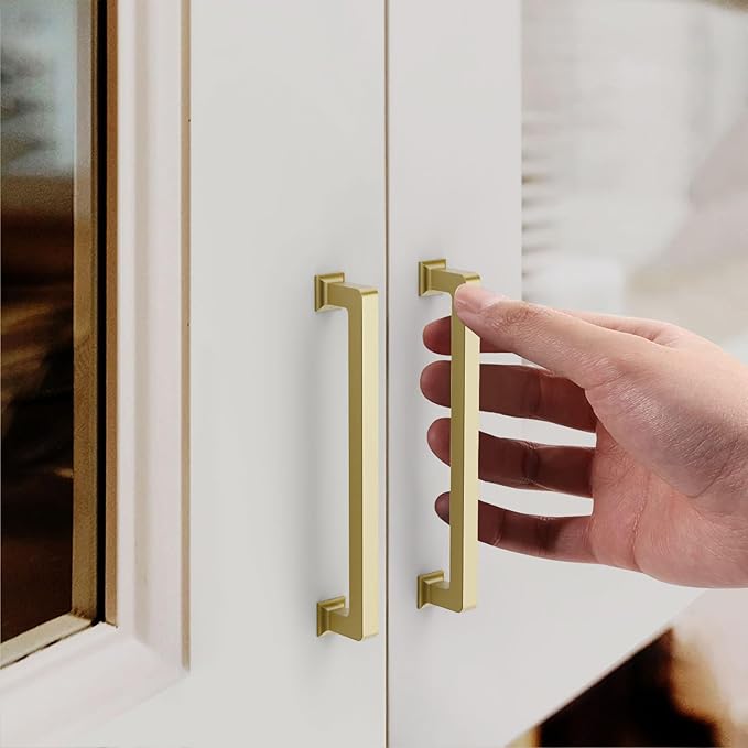 FILTA 6.3 Inch(160mm) Hole Centers Gold Cabinet Handles(Set of 10),Gold Cabinet Pulls Zinc Alloy Kitchen Cabinet Pulls Cabinet Hardware for Cabinets Cupboard Drawer