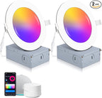 2 Pack Smart Recessed Lighting 4 Inch, Ultra-Thin LED Recessed Lighting 9W 850LM Smart Downlight with Junction Box, Compatible with Alexa/Google Assistant - ETL and Energy Star