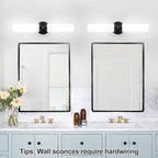 Wall Sconces Set of Two, Matte Black Bathroom Sconces Wall Lighting with Milky White Glass, Modern Sconces Wall Decor Set of 2 Bathroom Light Fixtures for Mirror Living Room Hallway Bedroom