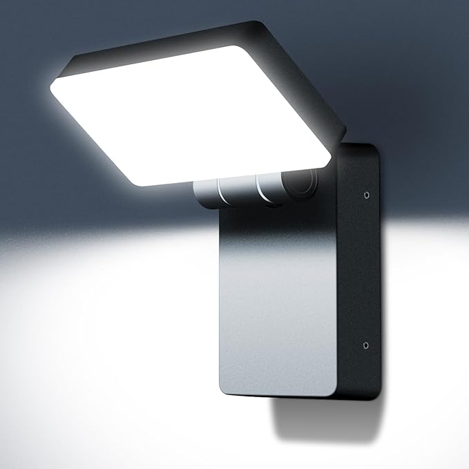 ledmo Modern LED Wall Light, 40W 3000LM 5000K Outdoor Wallpack with 360° Rotate and 180° Fold Head Sconce Exterior Flood Lights Switch Control IP65 Waterproof for Safety Wall Mount Lighting