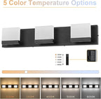 SineRise LED Modern Bathroom Vanity Light Fixtures (3-Light, 24-Inch, 5CCT), Matte Black Modern Acrylic Bathroom Wall Lighting Fixtures Over Mirror (3000K/3500K/4000K/5000K/6000K)
