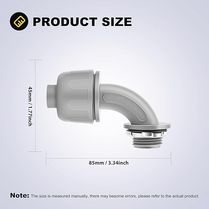 10 PCS 1/2" Liquid Tight Connector NPT Non-Metallic for PVC Electrical Flexible Conduit Angle Fittings - Sturdy, Quick Installation, UL Listed for Home Outdoor Tubes Tools