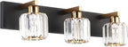 Aipsun Crystal Vanity Light Black Bathroom Vanity Lighting Fixtures 3 Lights Modern Vanity Light for Bathroom (Exclude Bulb)