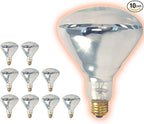 GoodBulb 25O-Watt Heat Lamp BR40 Light Bulbs Incandescent Restaurant Bulb with E26 Medium Base 2700K Warm White Light Color 3250 Lumens (Pack of 10 Bulbs)