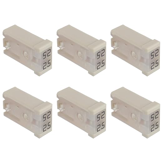 25A 32V Mini Slotted Automotive MCASE Shaped Cartridge Fuse Kit(Pack of 6pcs,25A)