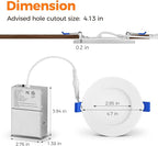 6 Pack 4 Inch LED Recessed Ceiling Lights with Night Light, Dimmable, 2700K-5000K 5 CCT Selectable, Canless Wafer Downlight with Junction Box, Ultra-Thin, 9W, ETL, White