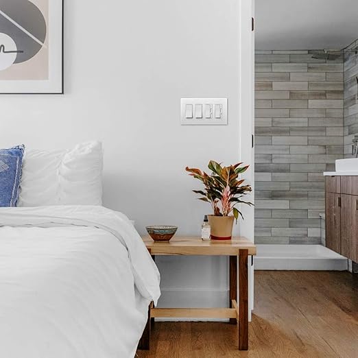 Legrand radiant TM870WCP6 15 Amp Rocker Wall Switch, Single Pole Decorator Light Switches, White (10 Pack)