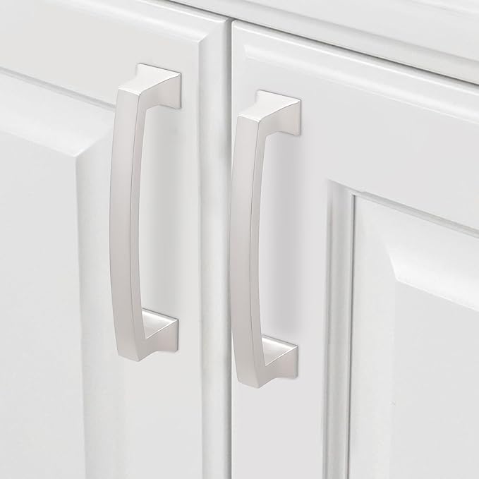 COTYKILEY 10 Pack 4 Inch(102mm) Brushed Satin Nickel Cabinet Handles Kitchen Cabinet Pulls Cabinet Door Handles Kitchen Cabinet Hardware