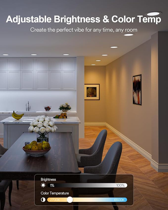 Lumary Smart Recessed Lighting 6 Inch, Canless LED Recessed Lights 13W 1000LM, Color Changing LED Downlight with J-Box, Compatible with Alexa/Google Assistant/BT Remote, ETL Listed, 4 Pack