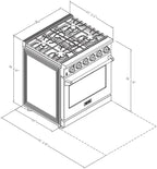 36 inch Professional Freestanding Pro-Style Natural Gas Range or Liquid Propane Gas Range with 6 Burners, 6.0 cu.ft. Oven Capacity, in Stainless Steel - KOS-36RG03M (Red)