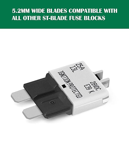 LENKRAD Automotive 25 Amp ATC/ATO Resettable Fuse 25A Manual Reset Standard Blade 25Amp Fuses Manual-Reset Circuit Breaker 25A for Car Truck RV Marine Boat Trolling Motorhome, 5 Pack