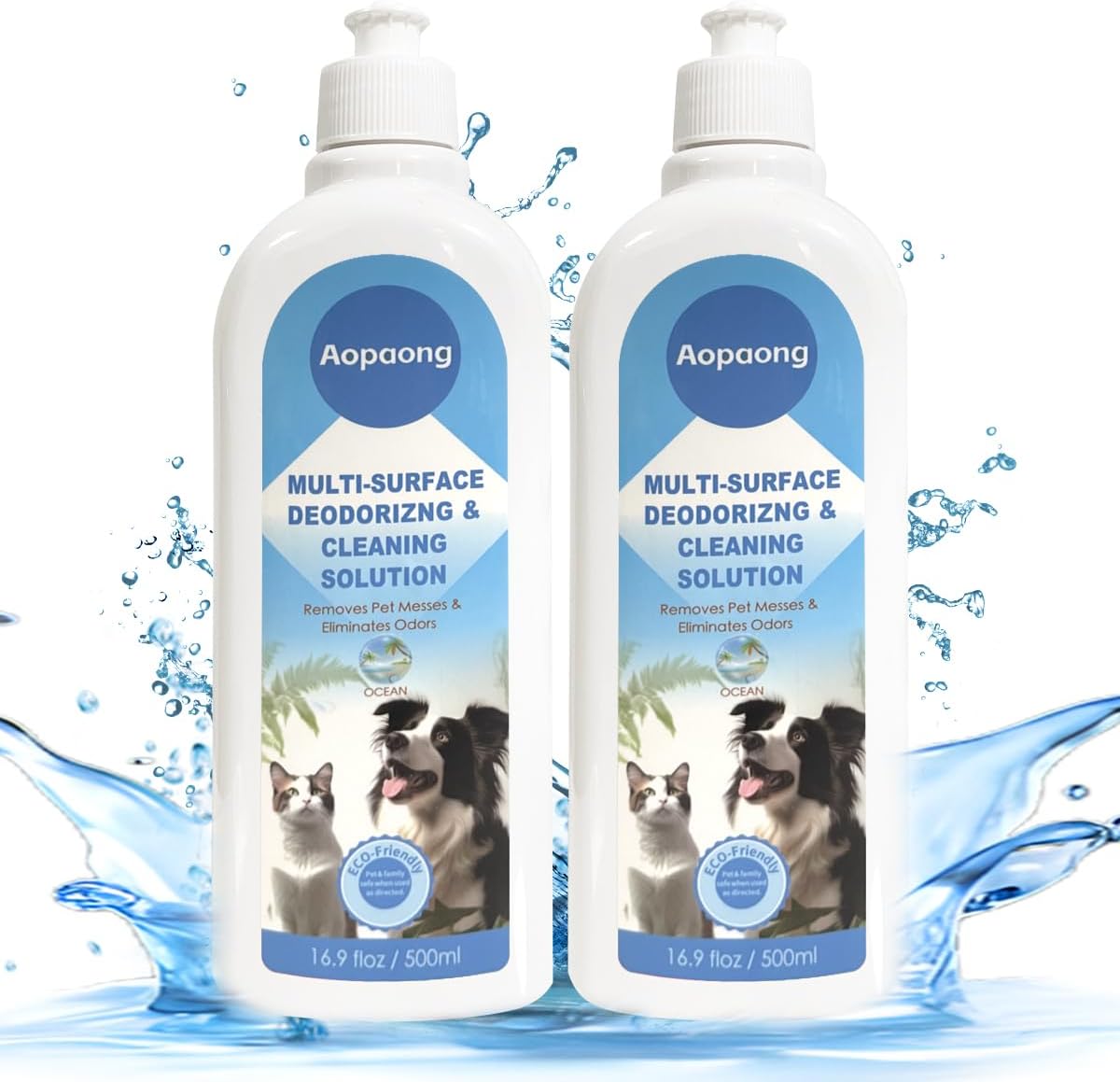 Multi-Surface Floor Cleaning Solution Ocean Scent, Household Floor Cleaner Care for All Robot Vacuums with Mopping and Cordless Wet/Dry Vacuums (16.9Fl Oz/500ML) 2bottle