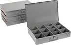 Global Industrial Durham Steel Compartment Box Rack with 4 Adjustable Divider Compartment Boxes, 20 x 15-3/4 x 15