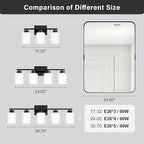 Black Bathroom Light Fixtures, 4-Light Modern Vanity Light Over Mirror, Wall Sconces with Milky White Frosted Glass Shades, E26 Socket (Bulbs Not Included)