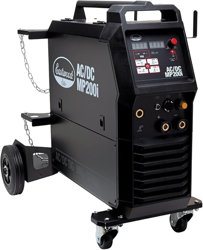 Eastwood Elite 200 Amp Multi-Process AC/DC MP200i Welder | TIG Welder High Frequency Start and Foot Pedal | Welding Machine with MIG Stick Welder | 120V OR 240V Dual Voltage | Tig Welder AC/DC | Black