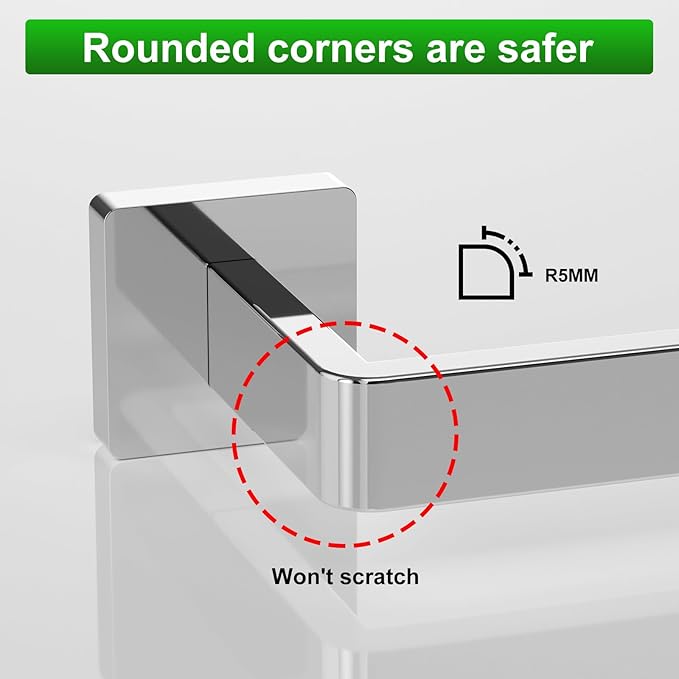 5-Pieces Bathroom Hardware Set Polished Chrome Towel Racks for Bathroom SUS304 Stainless Steel Towel Bar 23.6 Inch Bathroom Towel Holder Set Wall Mounted