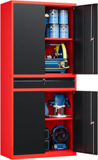 Yizosh Metal Garage Storage Cabinet with Locking Doors and Adjustable Shelves,- 71" Tool Storage Cabinet with 1 Drawer for Garage,Office,Warehouse