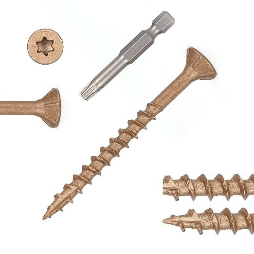 Wood Screws #8 x 2’’, T25 Star Torx Drive Flat Head Deck Screws, Brown, 127Pcs (1lb)