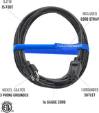 Clear Power 15 ft Indoor/Outdoor Extension Cord 16/3 SJTW, Black, Water & Weather Resistant, Flame Retardant, 3 Prong Grounded Plug, CP10123