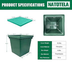 2 Sets 16x16x16in Underground Splice Box W/FRP Inspection Cover Deep Enclosure Box Bucket Polyethylene Distribution Pit Access Electrical Junction Box Drillable Tapered Wiring Box for Cable