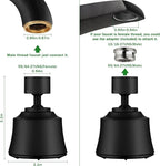 Faucet Sprayer Attachment with 2 Ball Joint, Big Angle Swivel Kitchen Sink Faucet Head Replacement, 4 Spray Models, 55/64-27UNS Famale Thread, Male Thread Adapter Included, Black