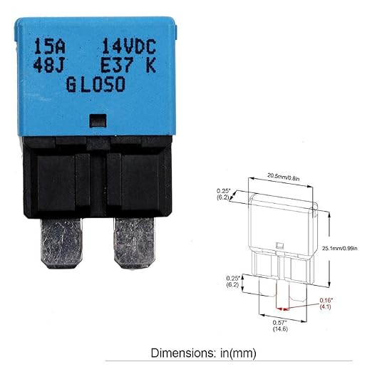 E37 Auto (T1) Reset Low Profile ATC/ATO Fuse Circuit Breakers - 12V DC 5A 10A 15A 20A 25A 30A, UL-Rated Certified (6-Pack Mixed)