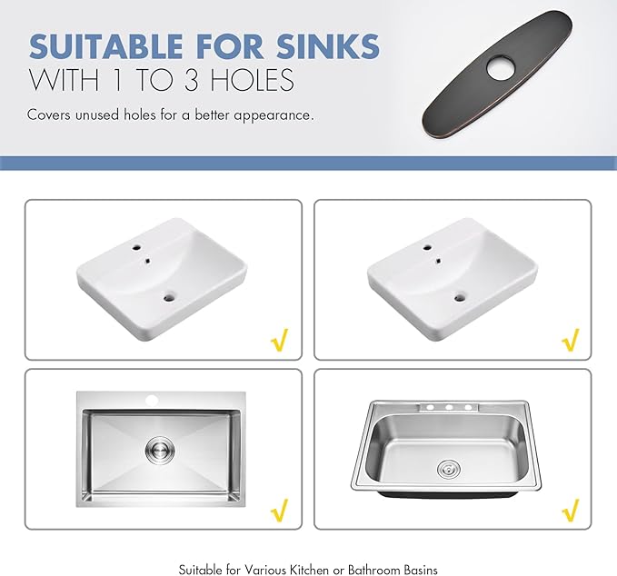 Faucet Cover Plate, Stainless Steel Deck Plate for Kitchen Sink Faucet Single Hole or Bathroom Faucet 1-3 Hole Faucet Hole Cover Round 10 Inch (Oil Rubbed Bronze)