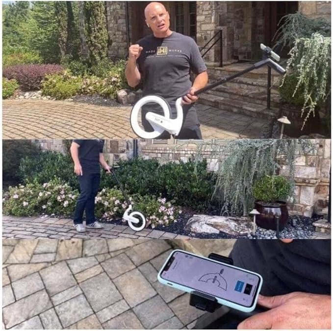 Plott Carta: Digital Mapping Wheel; Electronic Distance Measuring and Estimating; Feet, Inches, Yards, Meters, with Spray Paint Attachment