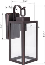 LIT-PaTH Dusk to Dawn Outdoor Wall Lantern, Wall Sconce as Porch Lighting Fixture, E26 Medium Base Max 60W, Anti-Rust Metal with Glass Shade, Oil Rubbed Bronze Finish, 1-Pack