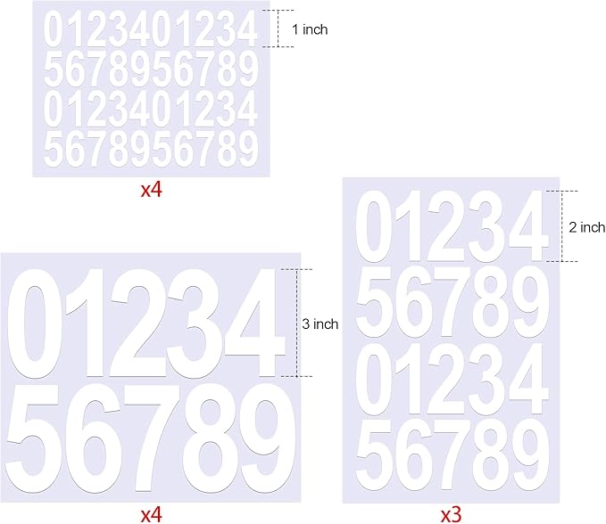 Leinuosen 260 Pcs Back to School Gifts Mailbox Numbers Stickers Adhesive Numbers for Outside Reflective Vinyl Waterproof Address Sticker for Mailbox Signs, Classroom, 1&2&3 Inch(White Word)