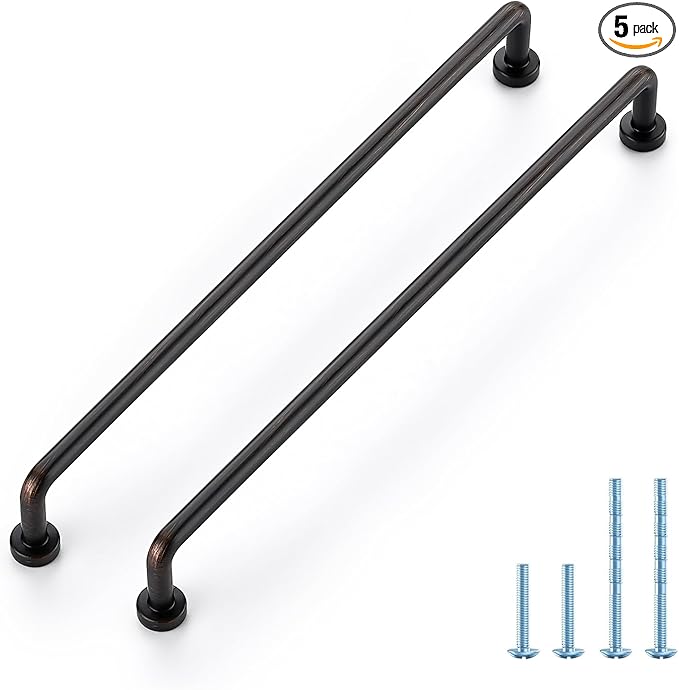 JOY DECOR Cabinet Pulls – 8-3/4 Inch Hole Center, Oil Rubbed Bronze, 5 Pack, Zinc Alloy Cabinet Handles for Drawers & Cupboard – Vintage Style Hardware for Kitchen, Bathroom, Dresser