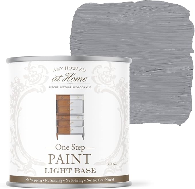AMY HOWARD AT HOME Chalk-Based One Step Paint for Furniture, Cabinetry, Decor, Finish, and More | No Stripping, Sanding, or Priming | Light Base | 32 Ounce | Atelier