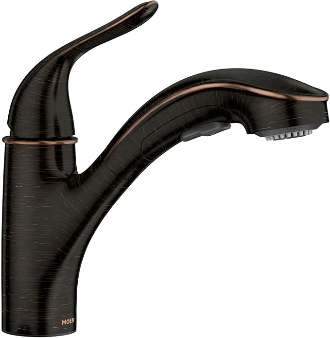 Moen Brecklyn Mediterranean Bronze Single-Handle Pull-Out Sprayer Kitchen Sink Faucet with Power Clean, 87557BRB