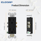 ELEGRP Glossy Black Decorator Electrical Wall Outlet Receptacle, 20A 125V Standard Outlets, 2 Pole 3 Wire, Non-Tamper Resistant, NEMA 5-20R, Self-Grounding Wall Outlet, UL Listed, 20 Pack