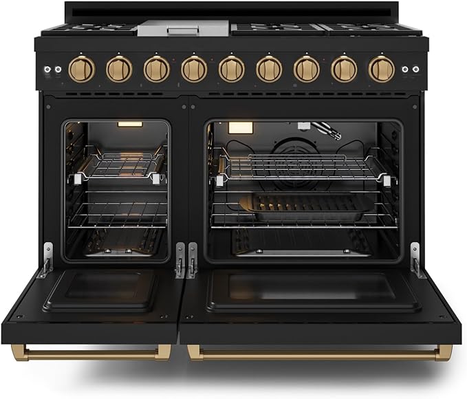 Gordon Ramsay by THOR Kitchen 48 Inch Professional Liquid Propane Range with Tilt Panel Touch Control in Black/Bronze