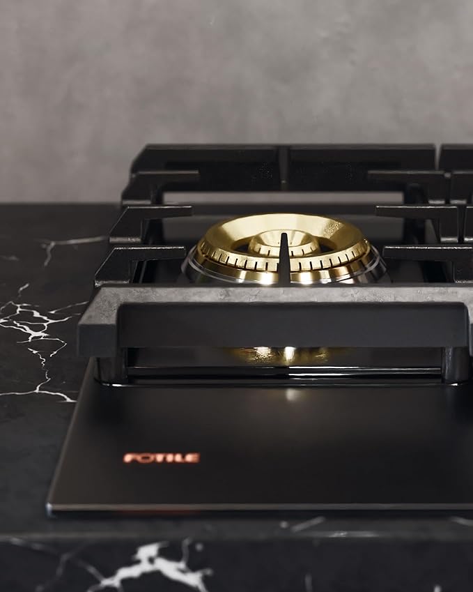 FOTILE GLG36501 36” Black Tempered Glass 5-Burner Gas Cooktop, Tri-Ring 18,000 BTUs Left Burner with Flame Failure Protection Removable Grates and Installation/LP Kit